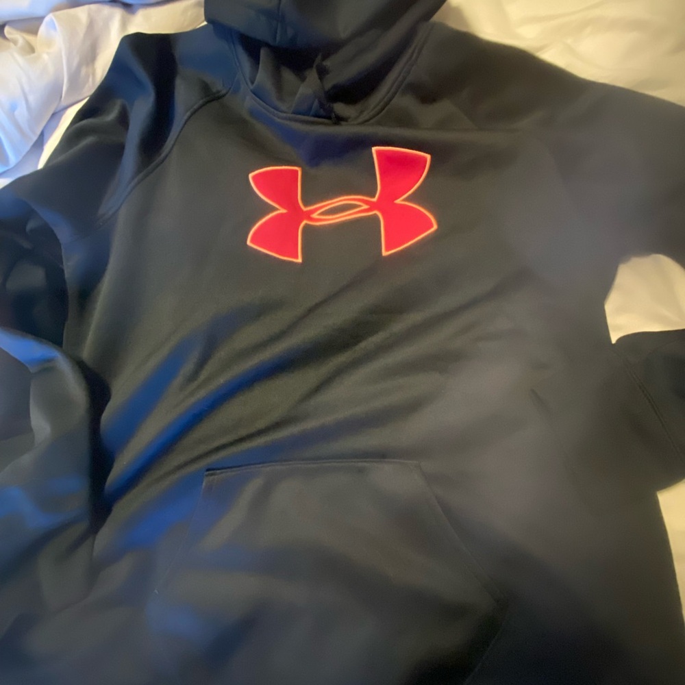 Like New Under Armour Black Hoodie with Dark Pink Logo